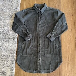 Gap Corduroy Long Shirt Jacket Men's Large Gray Vintage Flight Workwear Shacket